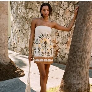 Floral Print Cream Mini Dress With Built In Shorts